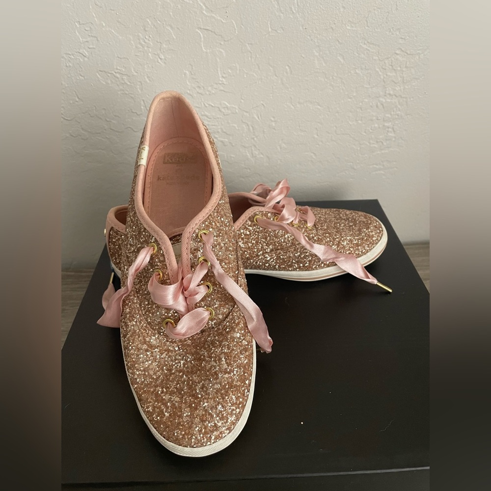 Keds Women's x Kate Spade New York Glitter Sneakers Rose Gold size 7